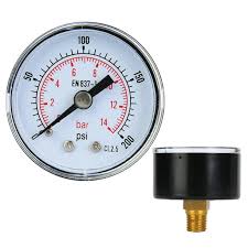 Manómetro Análogo, Caja Negra, internos en bronce, seco, Caratula 2 1/2", CT 1/4"NPT, 0 - 150 PSI.