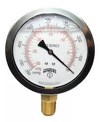 Vacuómetro Inox/Bronce, Glicerina, I/BR, Caratula 2 1/2", CV 1/4" NPT, -30 inhg-0.