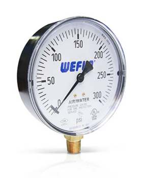 Manómetro Análogo, Inox/Bronce, Seco, Caratula 4", CV 1/4"NPT, 0 - 600 PSI, Certificación UL/FM.