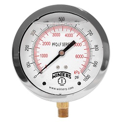 [MA-IB-4-CV1/2-0-5000] Manómetro Análogo, Caja Inoxidable, Internos en bronce, Glicerina, Caratula 4", CV 1/2"NPT, 0-5.000 PSI.